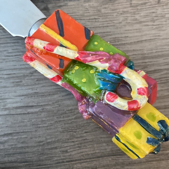 Vintage Christmas 4 piece porcelain handle cheese server - Picture 8 of 10